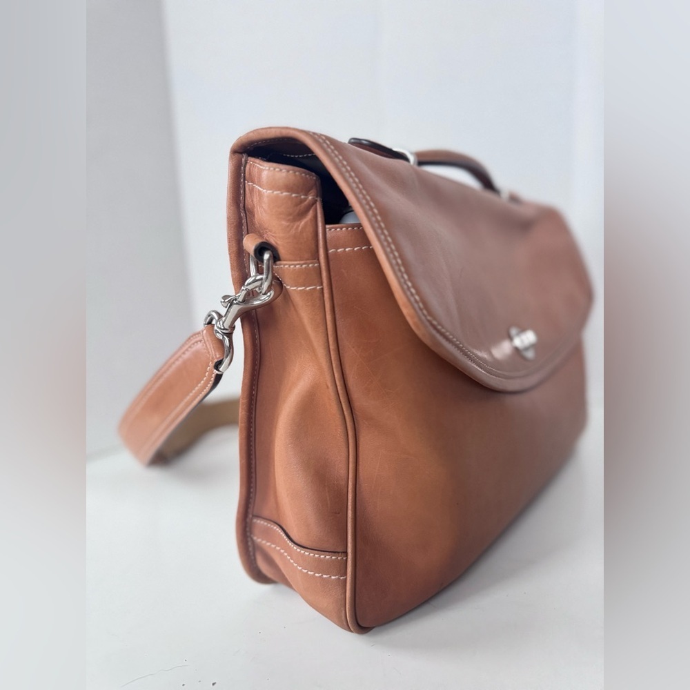 Vintage 90s Y2K COACH F70101 Tan Leather Briefcase Messenger Bag - Picture 5 of 16